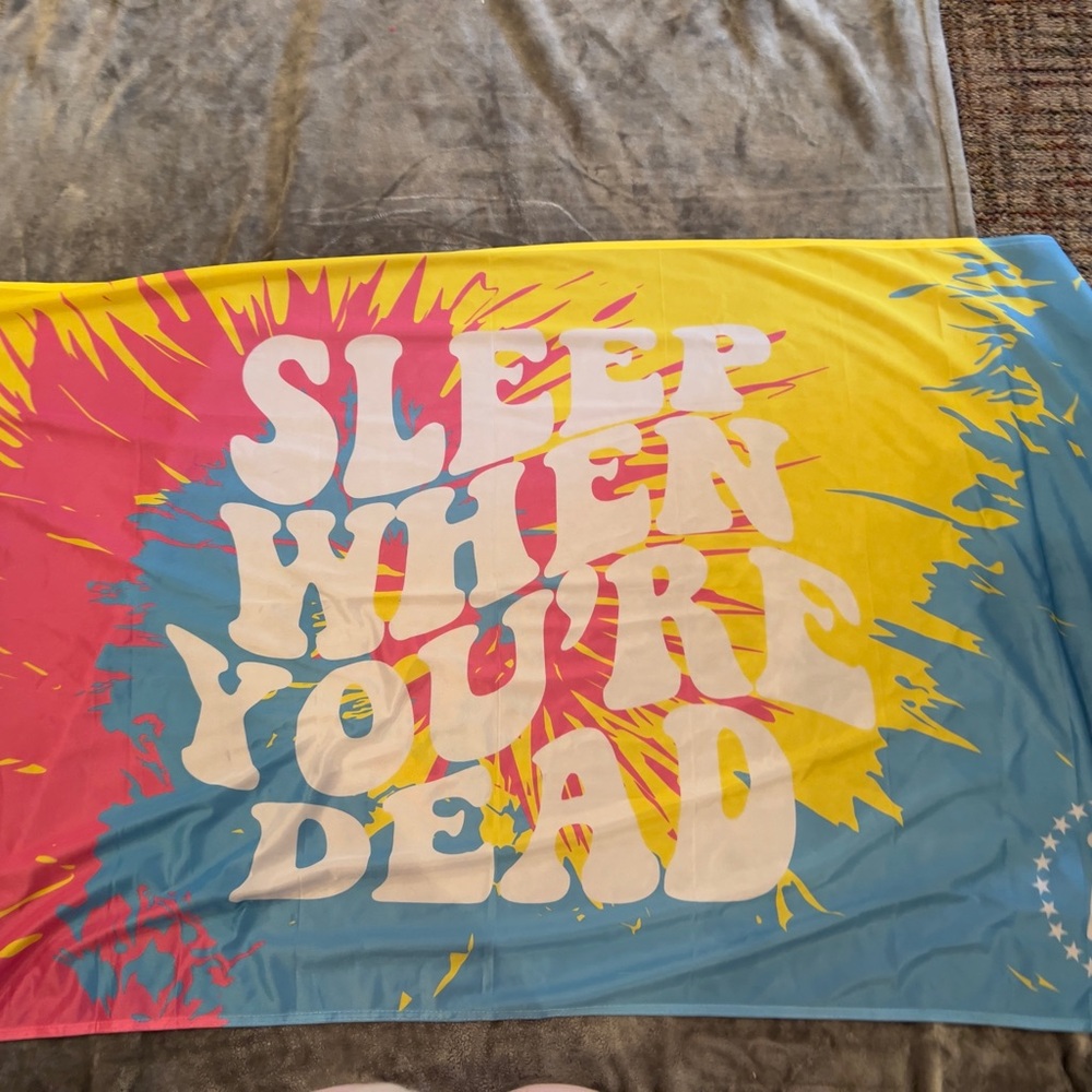 Bold Graphic Tapestry with Text